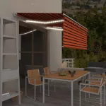 Copertină manuală cu stor&LED, portocaliu&maro, 3,5x2,5 m   GartenMobel Dekor