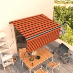 Copertină retractabilă automat, stor, portocaliu&maro 3,5x2,5 m GartenMobel Dekor
