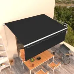 Copertină retractabilă manual cu stor, antracit, 4,5x3 m GartenMobel Dekor