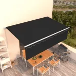 Copertină retractabilă manual cu stor, antracit, 5x3 m GartenMobel Dekor