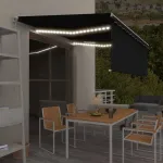 Copertină retractabilă manual cu stor&LED, antracit, 4,5x3 m GartenMobel Dekor