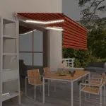 Copertină retractabilă manual stor&LED portocaliu&maro 3x2,5 m   GartenMobel Dekor