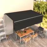 Copertină retractabilă automat cu stor, antracit, 5x3 m GartenMobel Dekor