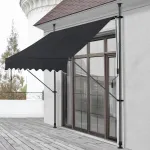 Marchiză cu prindere reglabilă 300x120 cm, neagră, pentru balcon și terasă