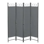 Paravan despărțitor pliabil Saragossa, 4 panouri, 160x171 cm, gri închis