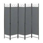 Paravan despărțitor pliabil Saragossa, 5 panouri, 200x171 cm, gri închis