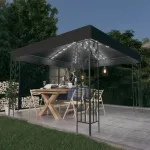 Pavilion cu șir de lumini LED, antracit, 3x3 m GartenMobel Dekor