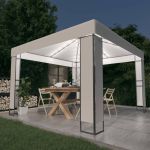 Pavilion cu acoperiș dublu & șiruri de lumini LED, alb, 3x3 m GartenMobel Dekor