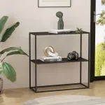 Masă consolă Strömstad 80x79,5x26 cm negru mat, cu poliță