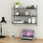 Raft de perete modular cu 3 polițe, gri închis, Strängnäs