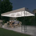 Pavilion cu șir de lumini LED, alb, 4x3x2,7 m GartenMobel Dekor
