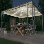 Pavilion cu șir de lumini LED, crem, 300x300 cm GartenMobel Dekor