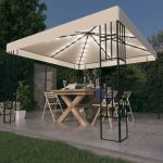 Pavilion cu șir de lumini LED, crem, 3x3 m GartenMobel Dekor