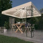 Pavilion cu șir de lumini LED, crem, 3x3 m GartenMobel Dekor