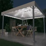 Pavilion cu șiruri de lumini LED, crem, 300x300 cm, aluminiu GartenMobel Dekor