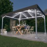 Pavilion cu perdele& lumini LED,antracit,400x300cm aluminiu GartenMobel Dekor
