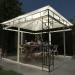 Pavilion cu plasă anti-țânțari & lumini LED crem 3x3x2,73m GartenMobel Dekor