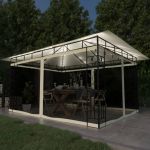 Pavilion cu plasă anti-țânțari & lumini LED crem 4x3x2,73m GartenMobel Dekor