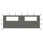 Perete lateral foișor cu ferestre, 6x2 m, antracit GartenMobel Dekor