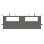 Perete lateral foișor cu ferestre, 6x2 m, antracit GartenMobel Dekor