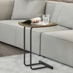 Masuta laterala Kjellerup 55x40x40 cm, maro inchis si negru