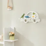Raft de perete pentru copii Skanderborg, model mașină, alb, 40 cm