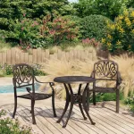 Set mobilier bistro, 3 piese, bronz, aluminiu turnat GartenMobel Dekor
