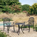 Set mobilier bistro, 3 piese, negru, aluminiu turnat GartenMobel Dekor