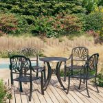Set mobilier bistro, 5 piese, negru, aluminiu turnat GartenMobel Dekor