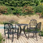 Set mobilier bistro, 5 piese, negru, aluminiu turnat GartenMobel Dekor