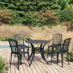 Set mobilier bistro, 5 piese, negru, aluminiu turnat GartenMobel Dekor