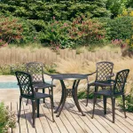 Set mobilier bistro, 5 piese, negru, aluminiu turnat GartenMobel Dekor