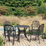 Set mobilier bistro, 5 piese, negru, aluminiu turnat GartenMobel Dekor