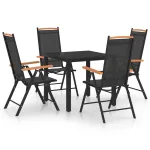 Set mobilier de exterior, 5 piese, negru, aluminiu GartenMobel Dekor
