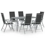 Set mobilier de grădină, 7 piese, argintiu și negru, aluminiu GartenMobel Dekor