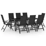 Set mobilier de grădină, 9 piese, antracit, aluminiu GartenMobel Dekor