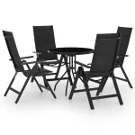 Set mobilier bistro, 5 piese, negru și antracit GartenMobel Dekor