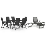 Set mobilier de grădină, 10 piese, negru și antracit GartenMobel Dekor