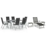 Set mobilier de grădină, 10 piese, negru și argintiu GartenMobel Dekor