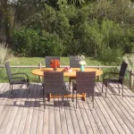Set mobilier de grădină, 7 piese, negru, poliratan GartenMobel Dekor
