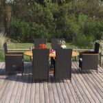 Set mobilier de grădină, 7 piese, negru, poliratan GartenMobel Dekor
