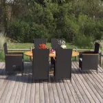 Set mobilier de grădină, 7 piese, negru, poliratan GartenMobel Dekor