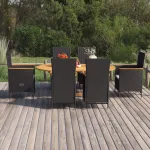 Set mobilier de grădină, 7 piese, negru, poliratan GartenMobel Dekor