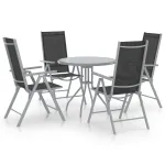 Set mobilier grădină, 5 piese, argintiu, aluminiu și textilenă GartenMobel Dekor
