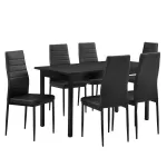 Set masă dining Bjerkvik cu 6 scaune negre, 140x60 cm