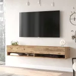Comodă TV suspendată Laitila 180 cm, stejar rustic, cu 2 uși