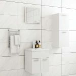 Set mobilier de baie, alb, lemn prelucrat GartenMobel Dekor