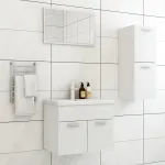 Set mobilier de baie, alb, lemn prelucrat GartenMobel Dekor