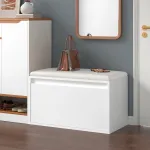 Bancă pentru pantofi Degerfors 80x39x45 cm, albă, cu șezut tapițat