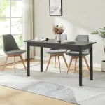 Masă de dining Den Haag 140x60 cm neagră, pentru 6 persoane